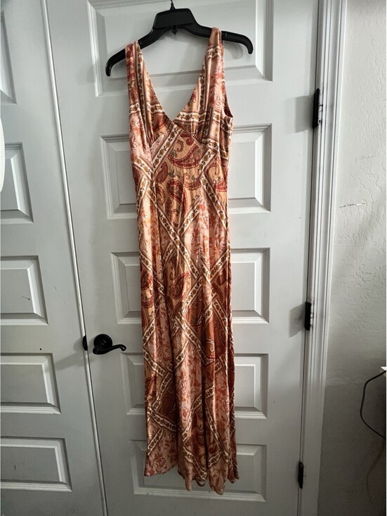 Paper Heart Dresses & Skirts - Paper Heart Maxi Dress Women Sz S Warm Floral Paisley Linen Blend Dress Boho
